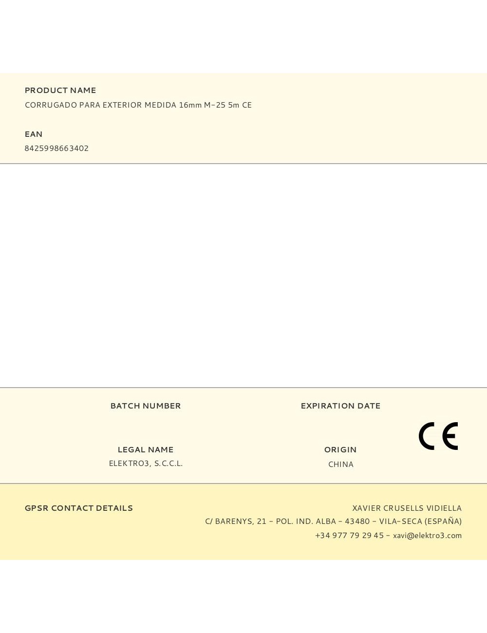 Corrugado para exterior medida 16mm m-25 5m ce