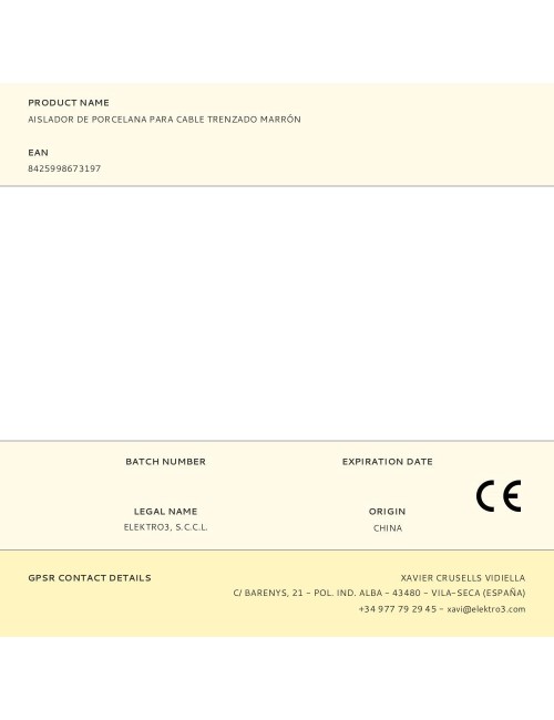 Aislador de porcelana para cable trenzado marrón