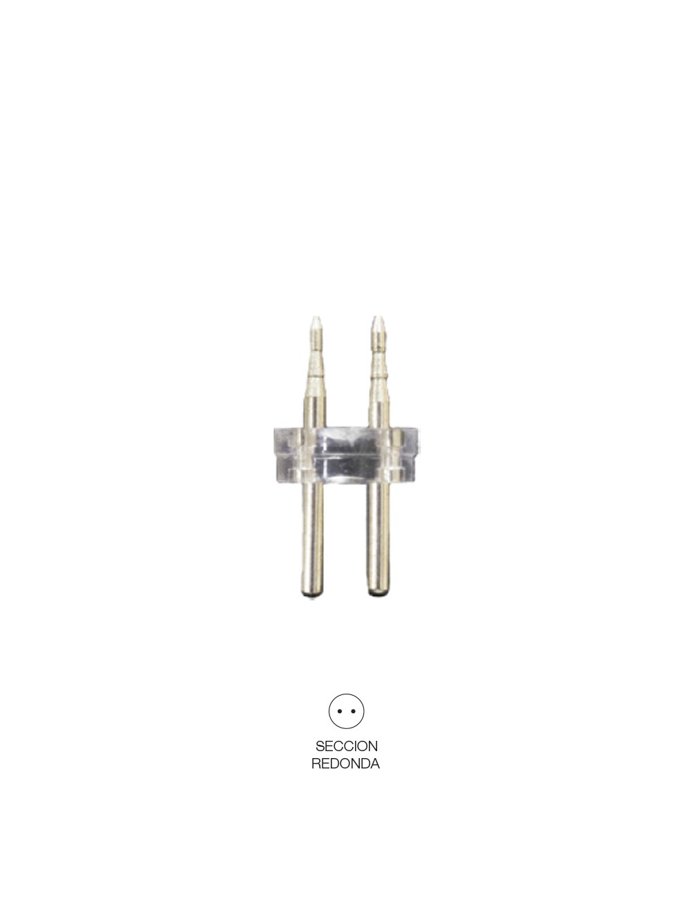 Conector tubo flexilux/flexiled 2 vias 13 mm "recto-punta"