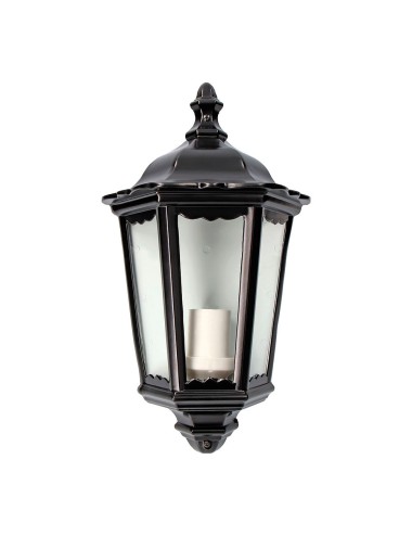 Aplique exterior milan de aluminio y cristal e27 100 w sin bombilla, color negro, luz hacia arriba