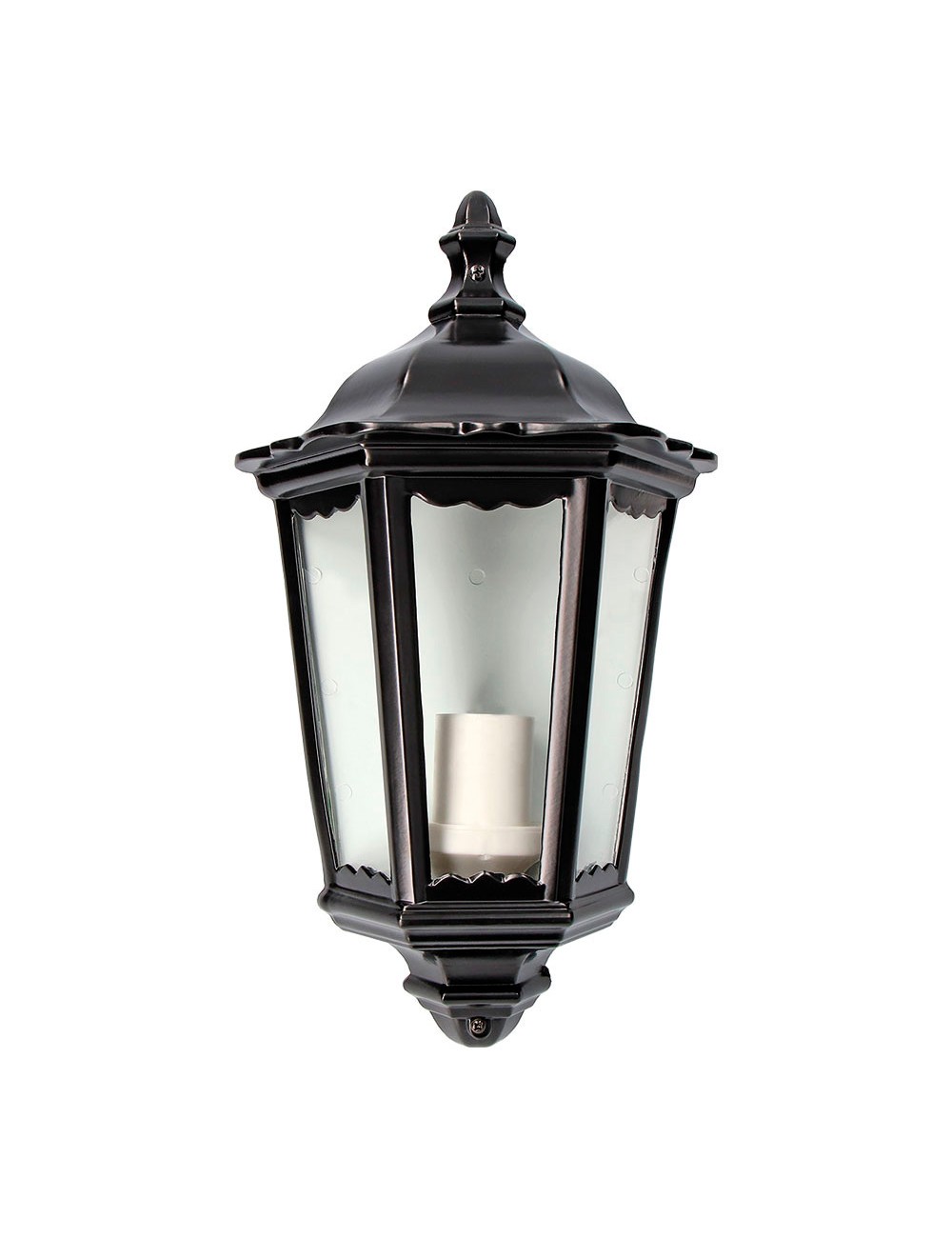 Aplique exterior milan de aluminio y cristal e27 100 w sin bombilla, color negro, luz hacia arriba