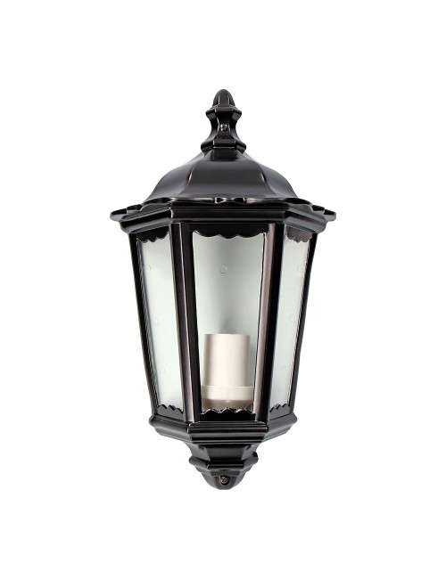 Aplique exterior milan de aluminio y cristal e27 100 w sin bombilla, color negro, luz hacia arriba