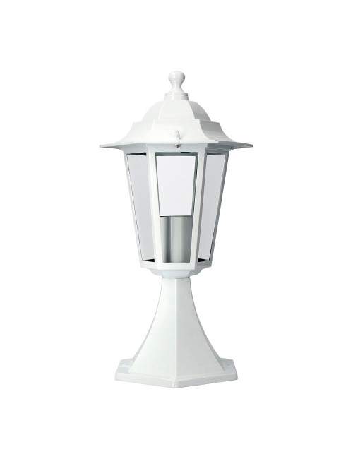 Aplique exterior zurich de aluminio y cristal e27 60 w sin bombilla, color blanco, pedestal