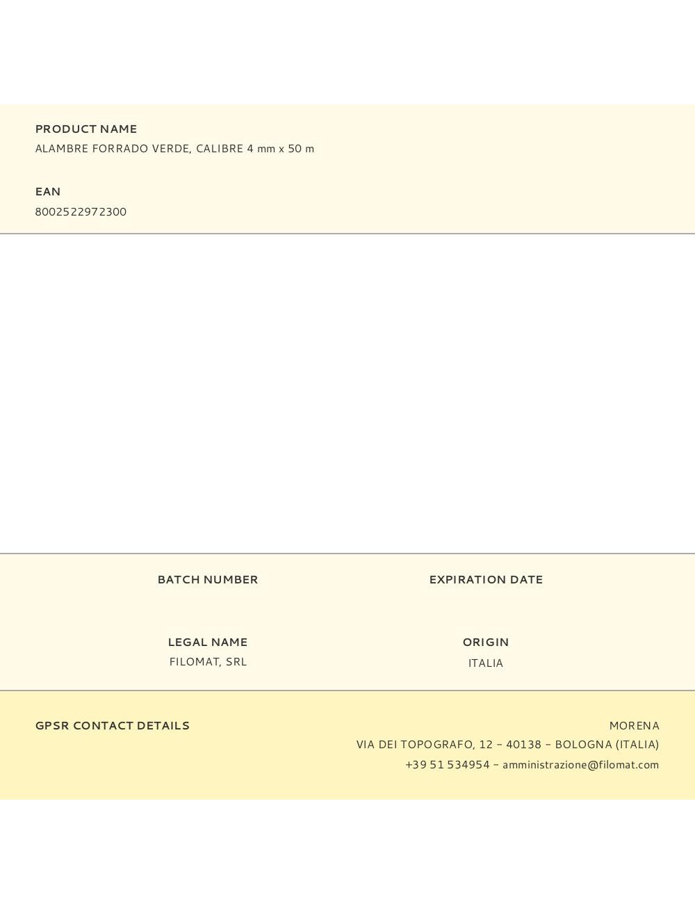 Alambre forrado verde, calibre 4 mm x 50 m