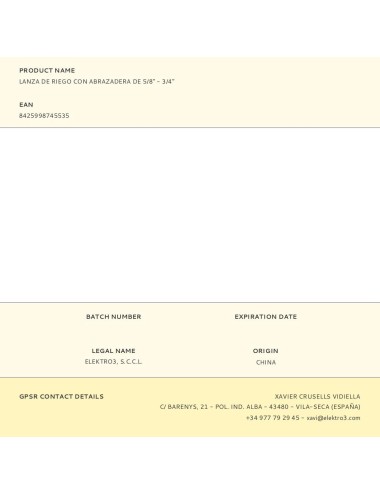 Lanza de riego con abrazadera de 5/8" - 3/4"