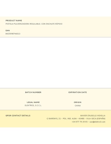 Pistola pulverizadora regulable. con enchufe rápido