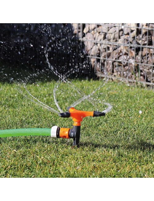 Aspersor rotativo de tres brazos con estaca