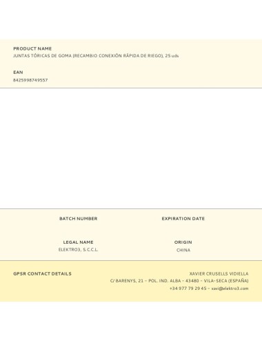 Juntas tóricas de goma (recambio conexión rápida de riego), 25 uds