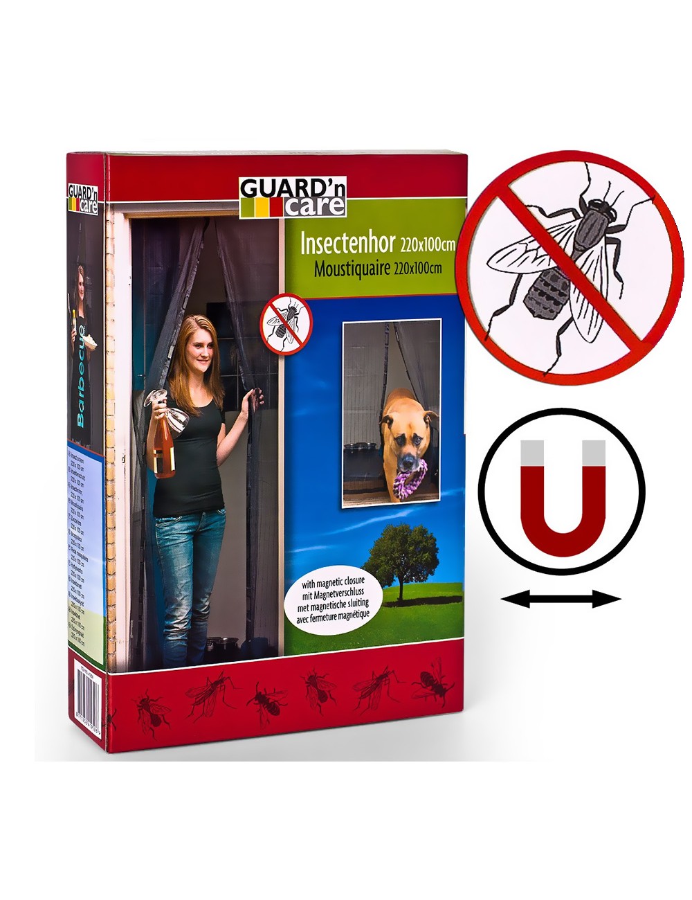 Mosquitera magnética negra 100 x 220 cm, 2 piezas 50 x 220 cm