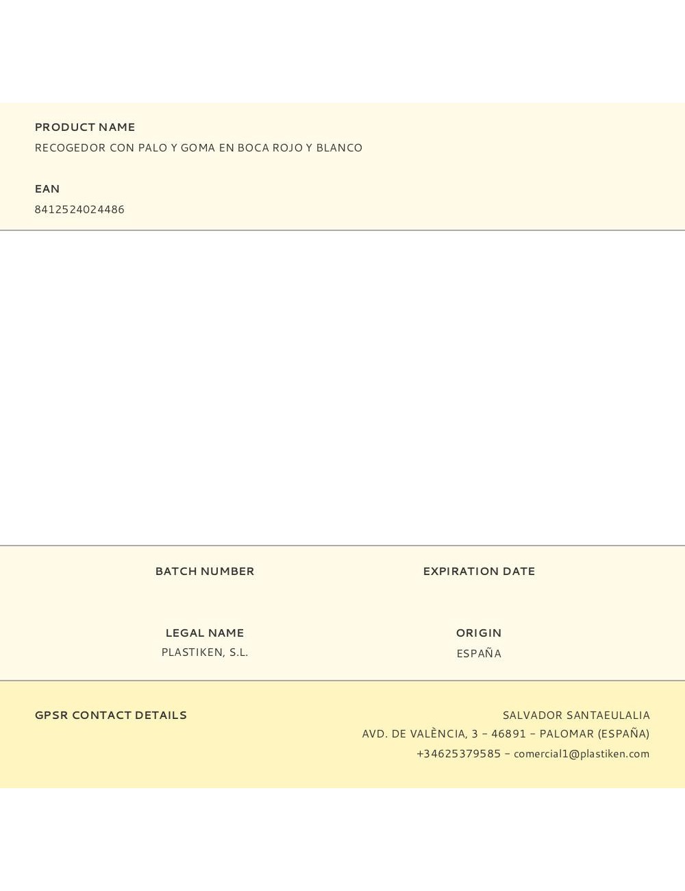 Recogedor con palo y goma en boca rojo y blanco