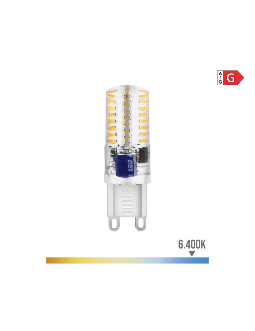 Bombilla g9 silicona led 2,5 w 170 lm 6400 k luz fria ø1,6 x 5 cm