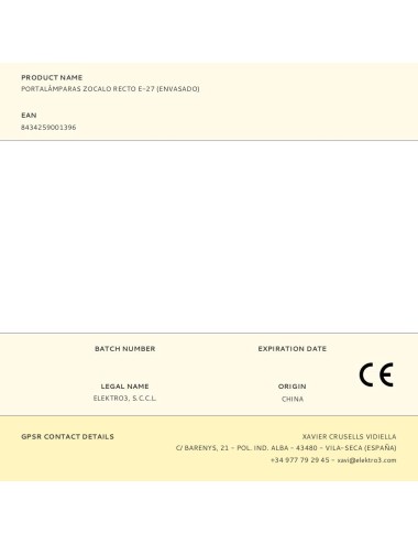 Portalámparas zocalo recto e-27 (envasado)