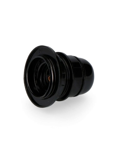 Portalámparas semiroscado + arandela e-27 negro (envasado)