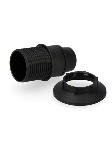 Portalámparas e14 semiroscado + arandela negro (envasado)