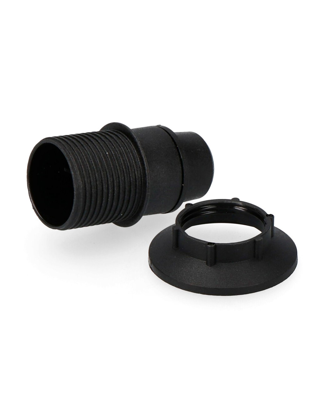 Portalámparas e14 semiroscado + arandela negro (envasado)