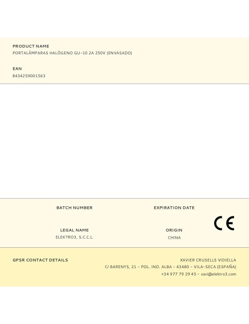 Portalámparas halógeno gu-10 2a 250v (envasado)