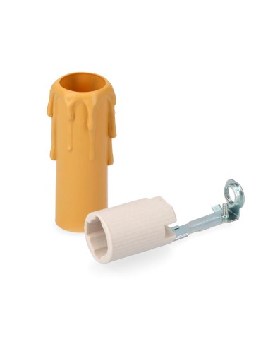 Portalámparas e-14 porcelana + vela mediana crema (envasada)