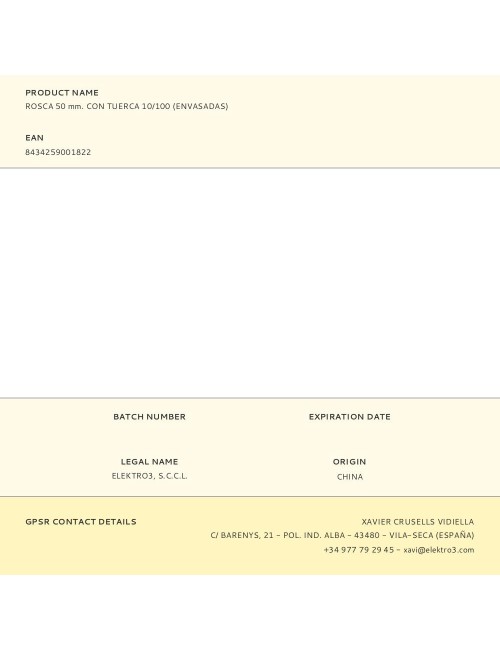 Rosca 50 mm. con tuerca 10/100 (envasadas)