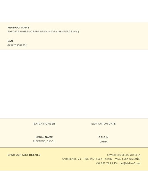 Soporte adhesivo para brida negra (blister 25 unid.)