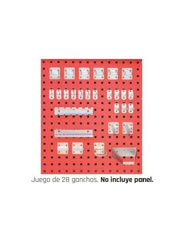JUEGO DE GANCHOS PARA PANEL – 28 PIEZAS