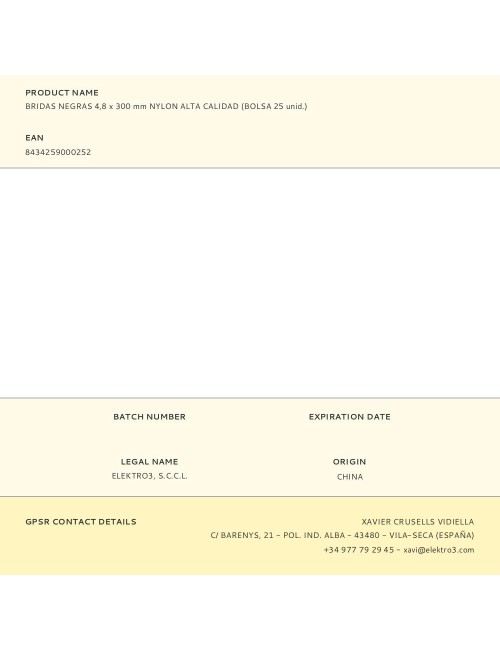 Bridas negras 4,8 x 300 mm nylon alta calidad (bolsa 25 unid.)