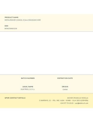 Empalmador coaxial 9,5mm envasado edm