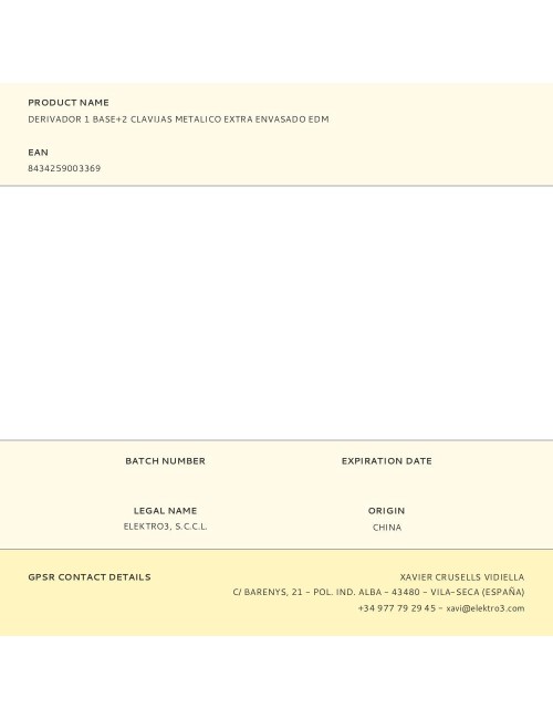 Derivador 1 base+2 clavijas metalico extra envasado edm