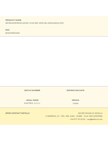 Separador/mezclador 2 vias 900-2050 mhz (envasado) edm