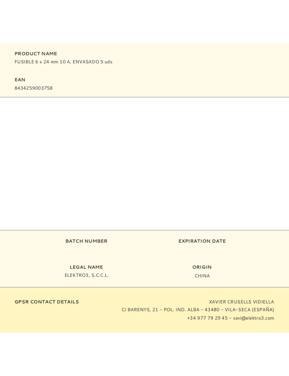 Fusible 6 x 24 mm 10 a, envasado 5 uds