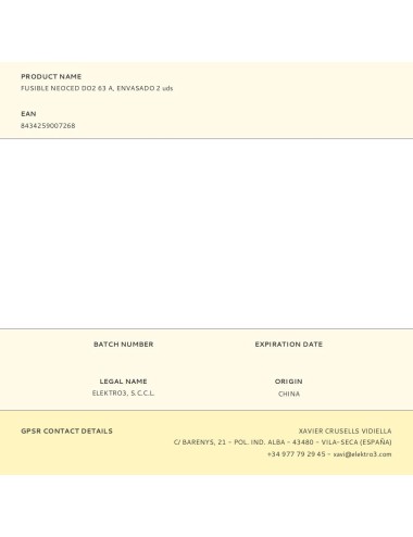 Fusible neoced do2 63 a, envasado 2 uds