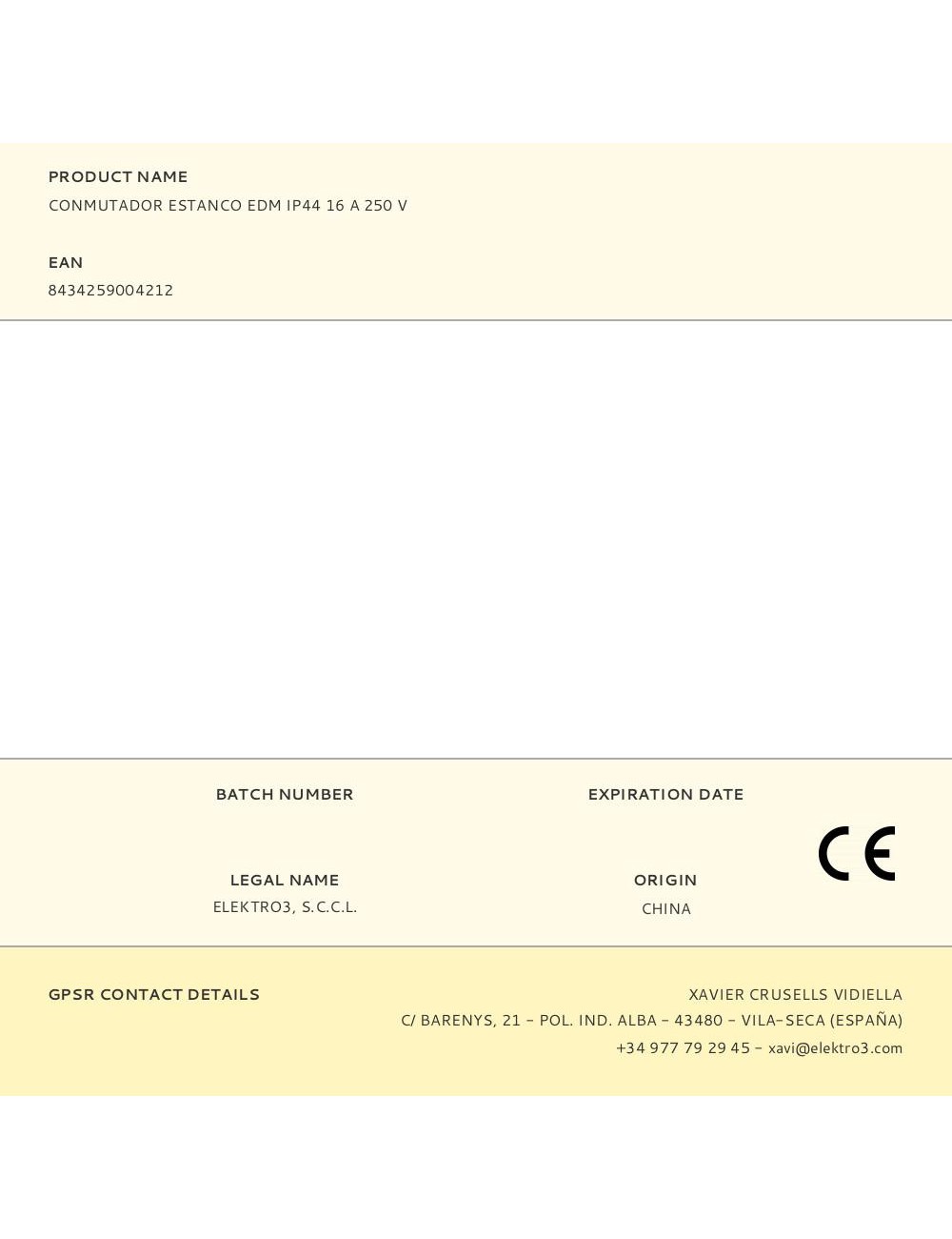 Conmutador estanco edm ip44 16 a 250 v