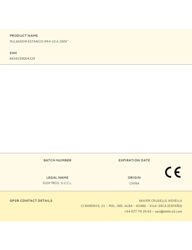 Pulsador estanco ip44 10 a 250v~