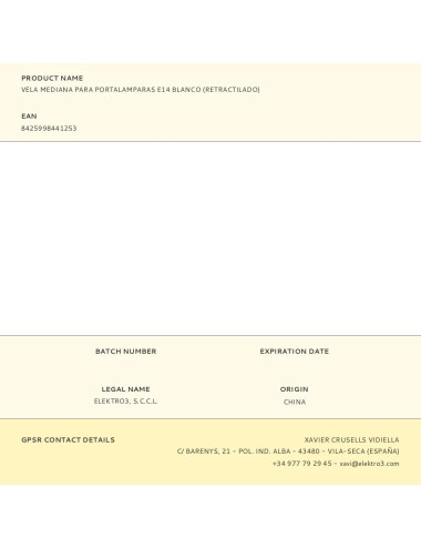 Vela mediana para portalamparas e14 blanco (retractilado)