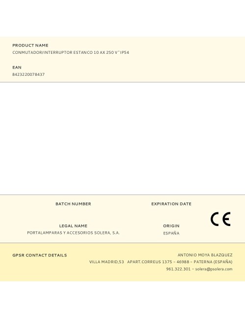 Conmutador/interruptor estanco 10 ax 250 v~ip54
