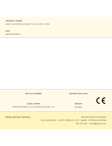 Base fija estanca doble t/tl 16 a 250 v ip44