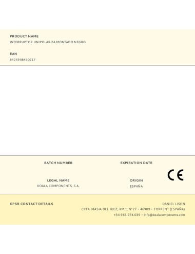 Interruptor unipolar 2a montado negro