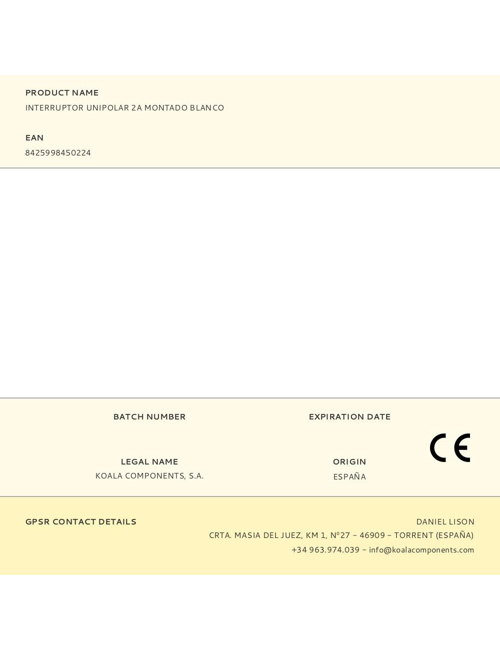 Interruptor unipolar 2a montado blanco