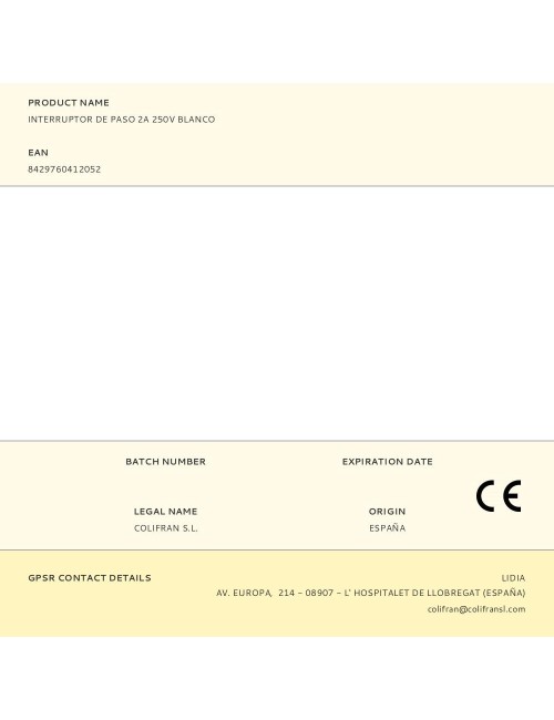Interruptor de paso 2a 250v blanco