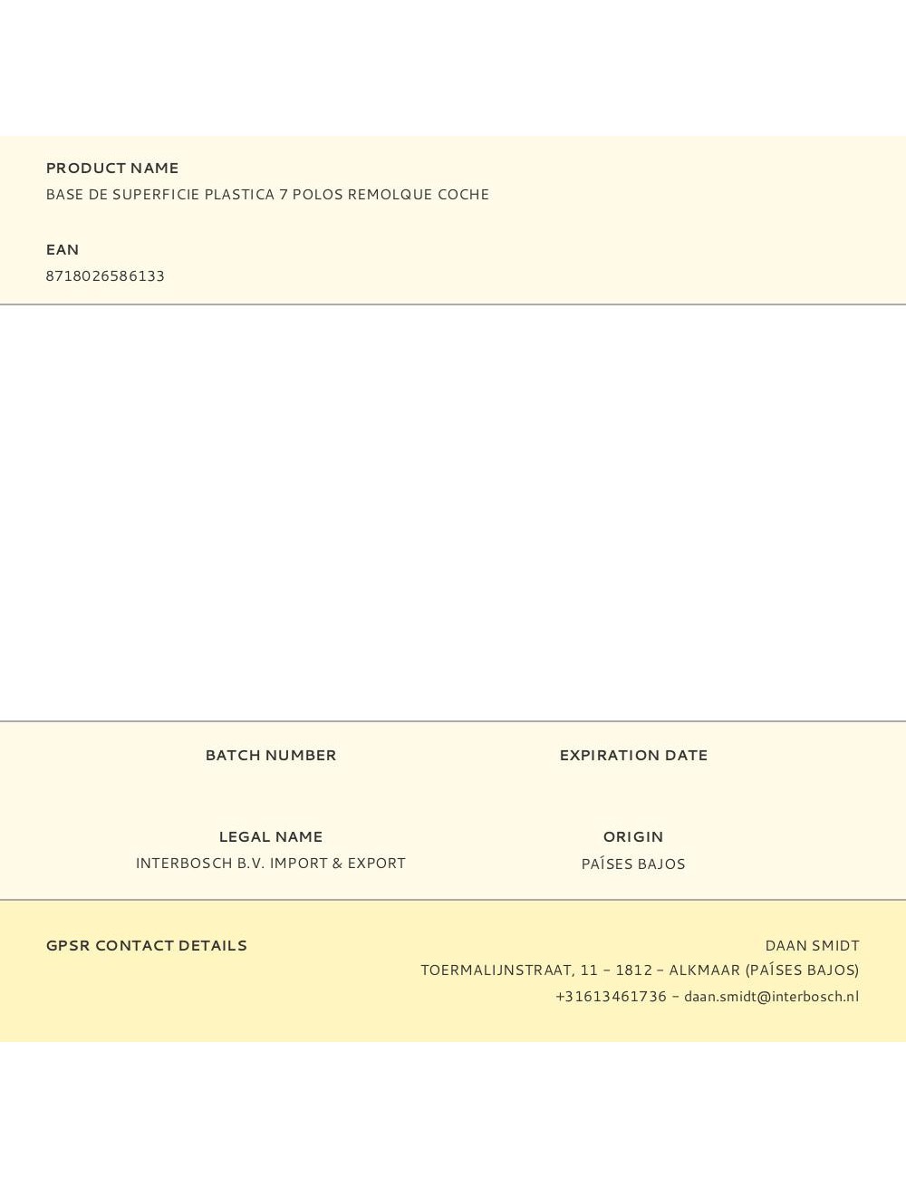 Base de superficie plastica 7 polos remolque coche