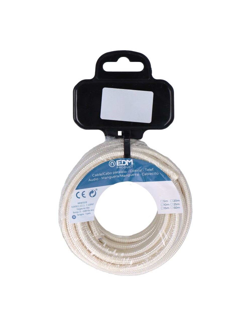 Carrete cable cordón tubular h03vv-f 2 x 0,75 mm beige, 25 m