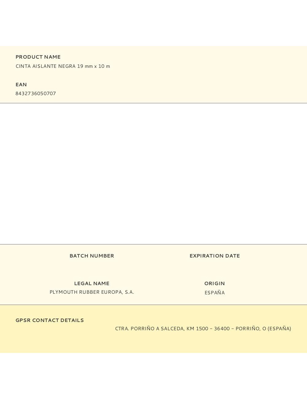 Cinta aislante negra 19 mm x 10 m