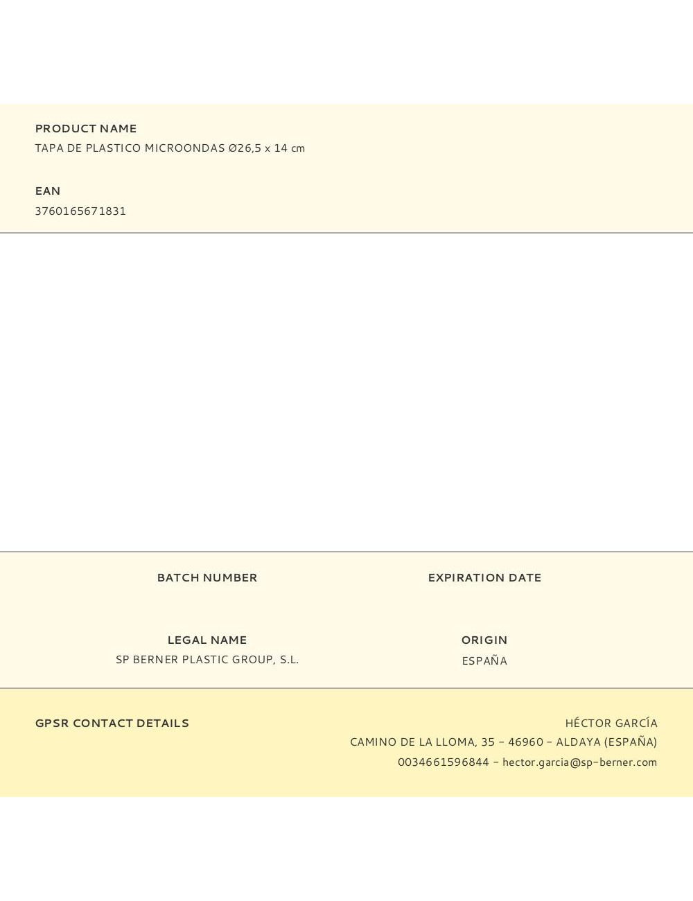 Tapa de plastico microondas ø26,5 x 14 cm