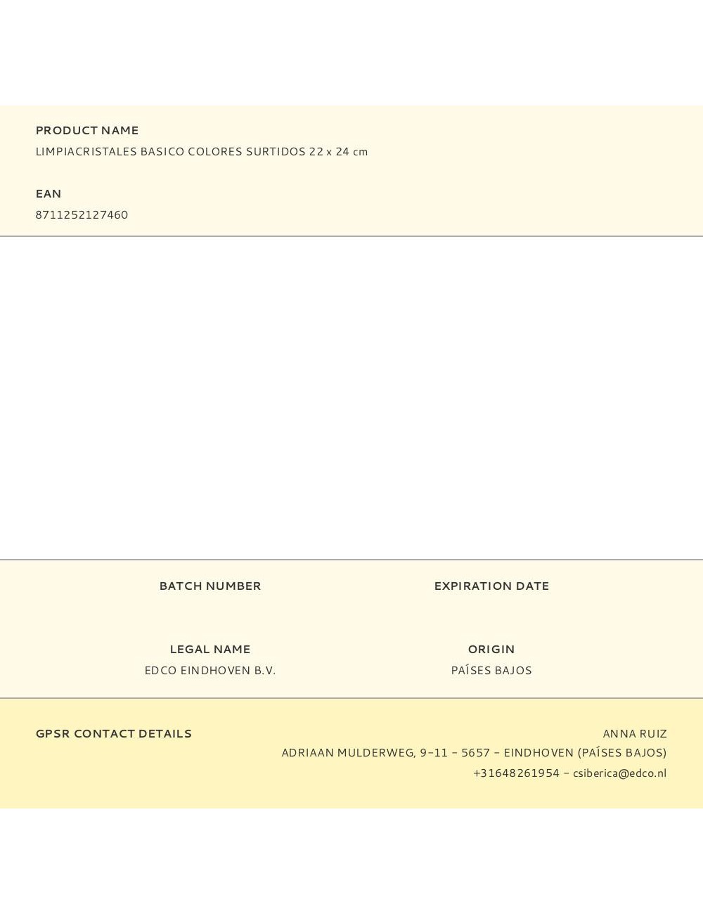 Limpiacristales basico colores surtidos 22 x 24 cm