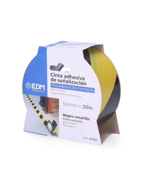 Cinta adhesiva de señalizacion amarillo-negra 50 mm x 30 m
