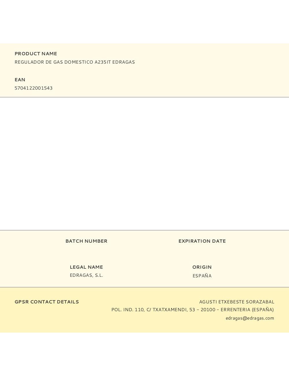 Regulador de gas domestico a235it edragas