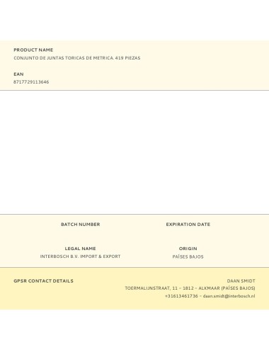 Conjunto de juntas toricas de metrica. 419 piezas