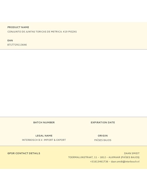 Conjunto de juntas toricas de metrica. 419 piezas