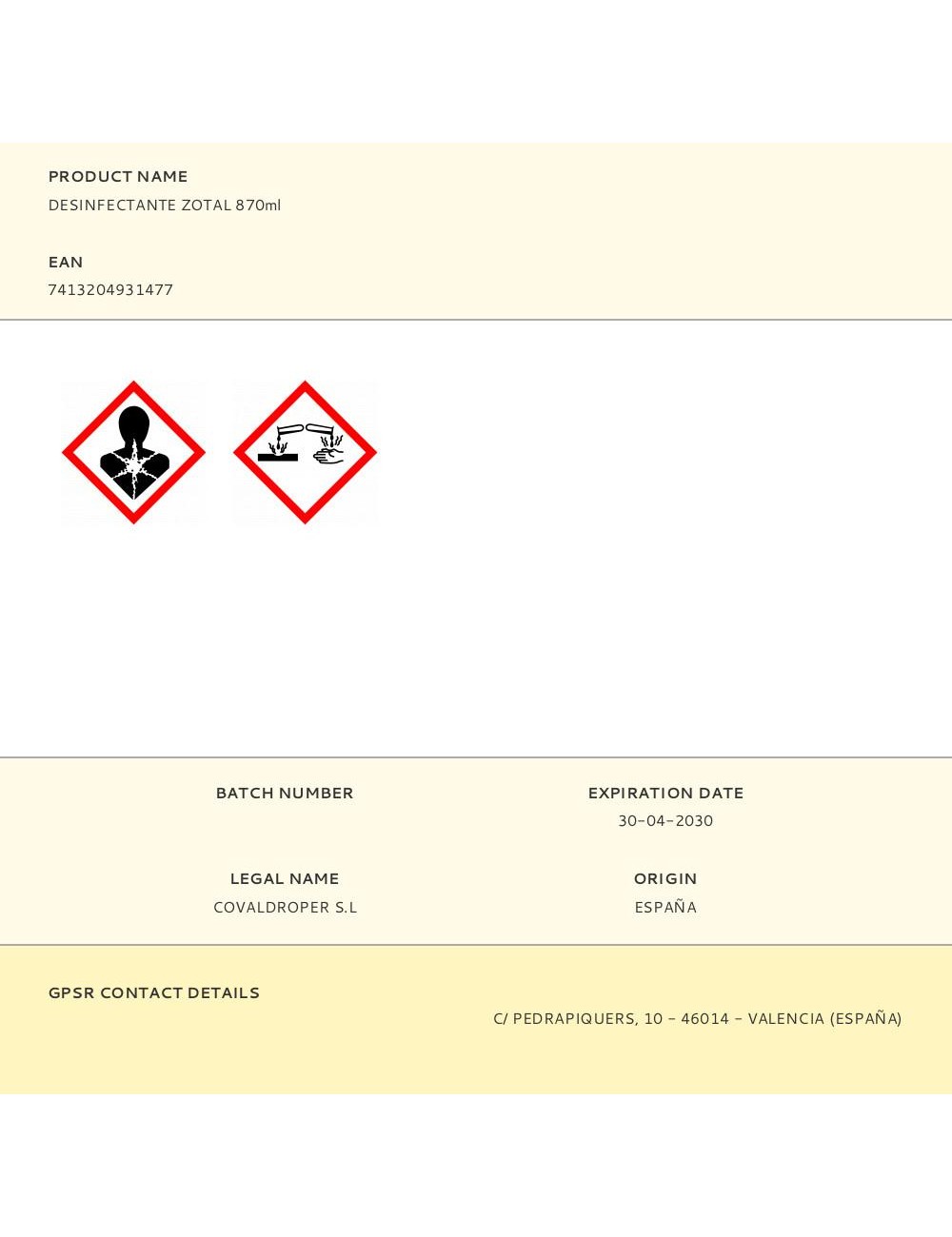 Desinfectante zotal 870ml