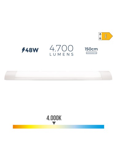 Regleta led 48 w 4000 k luz dia 4700 lm 150 x 3,1 x 12 cm
