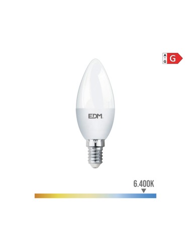 Bombilla vela led e14 5 w 400 lm 6400 k luz fria ø3,5 x 10 cm